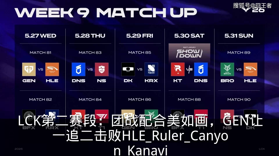 LCK第二赛段:团战配合美如画,GEN让一追二击败HLE_Ruler_Canyon_Kanavi